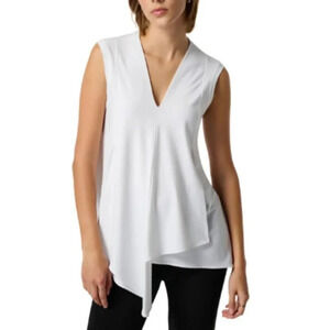Joseph Ribkoff Womens 8  Casual Asymmetrical Hem V-neck Pullover In White